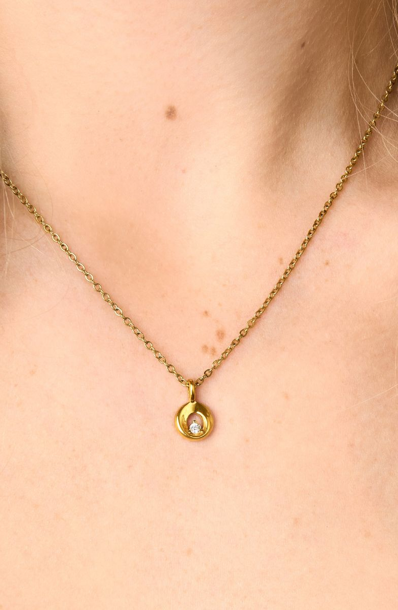 Little Sky Stone Mini Halo Charm Necklace, Alternate, color, Gold