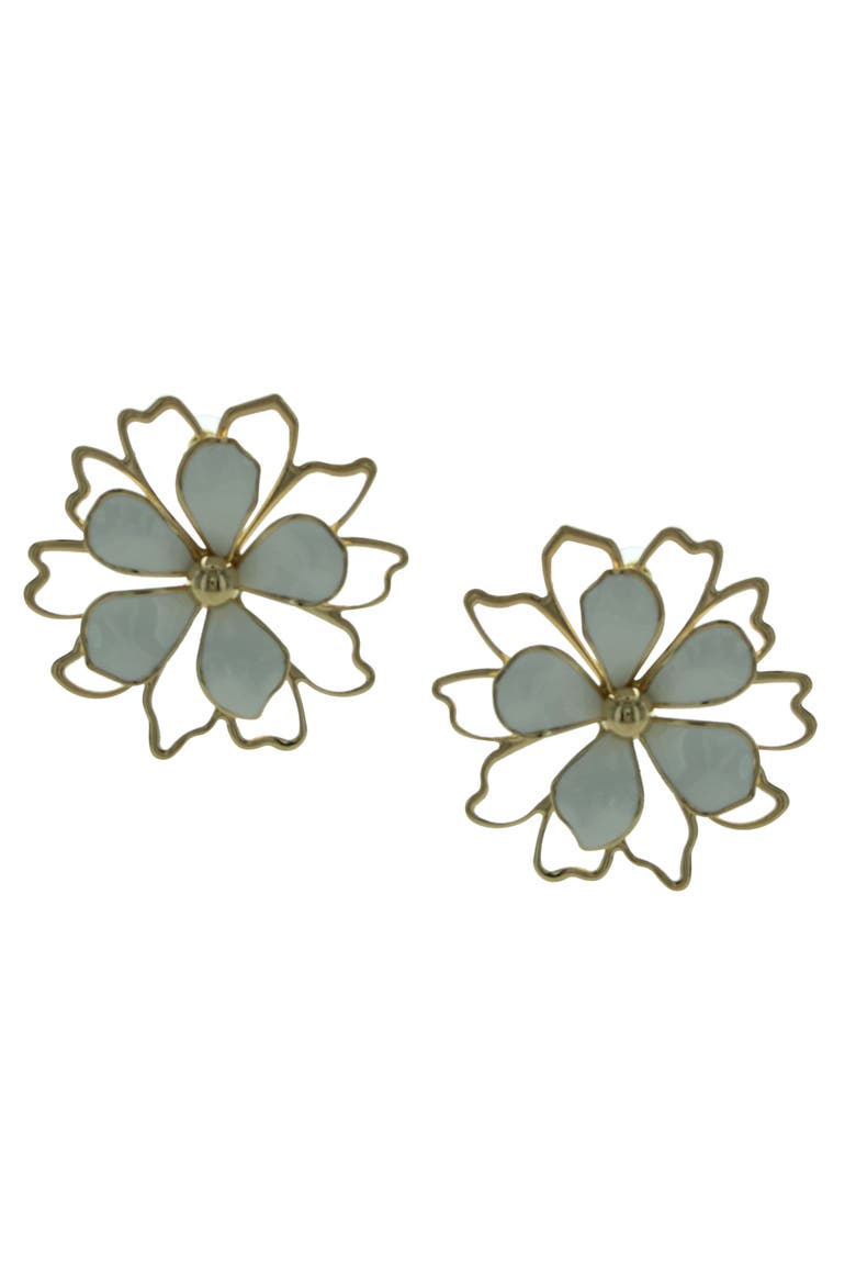 Kalei Oversize Floral Stud Earrings, Main, color, GOLD / WHITE