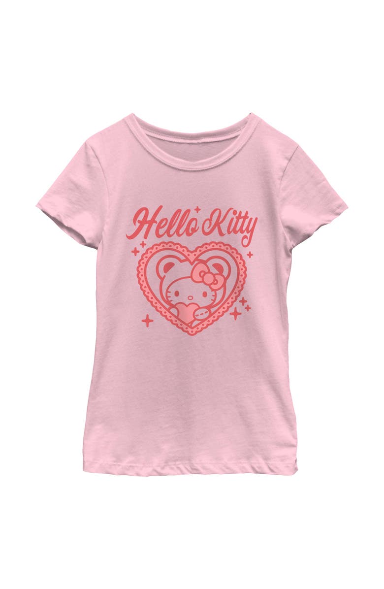 Hello Kitty Girl's Hello Kitty Cute Hello Kitty Heart  Graphic T-Shirt, Main, color, Light Pink