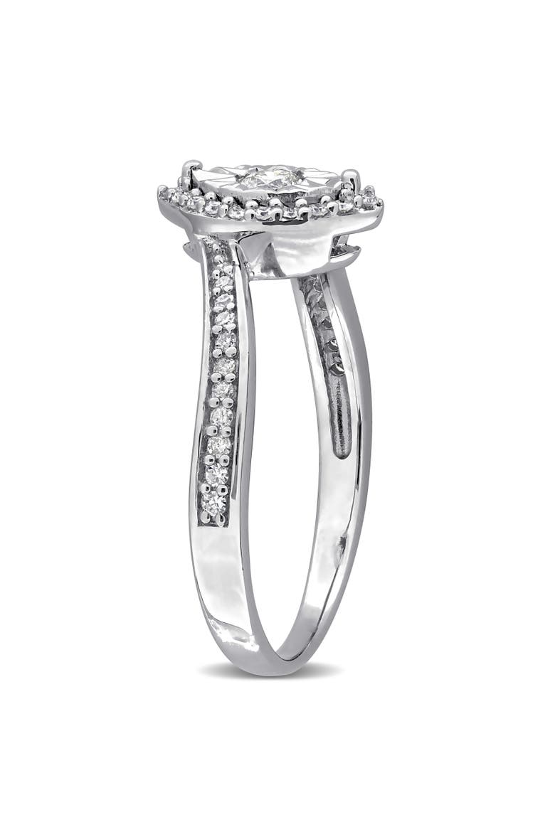 Diamond Halo Twist Ring Sterling Silver, Alternate, color, Sterling Silver