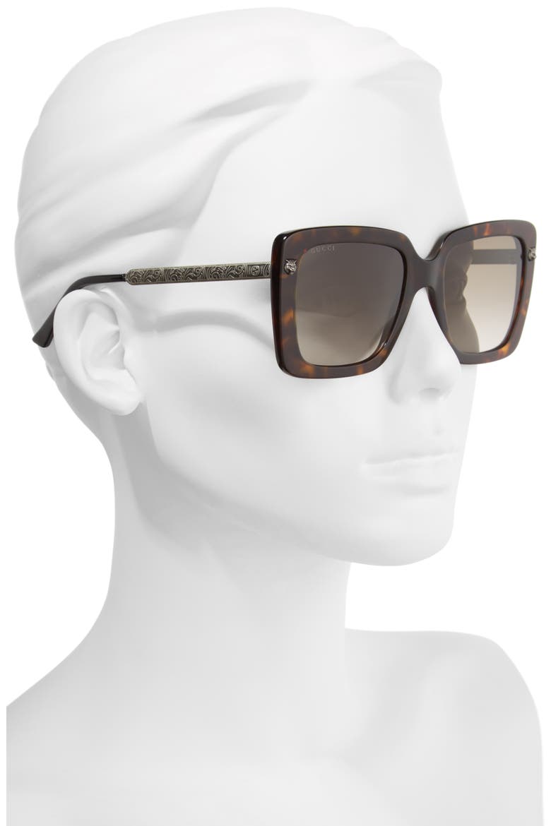 53mm Square Sunglasses, Alternate, color, HAVANA/ BROWN