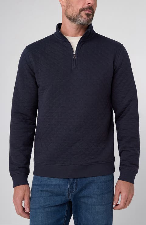 Diamond Quilted Quarter Zip Pullover