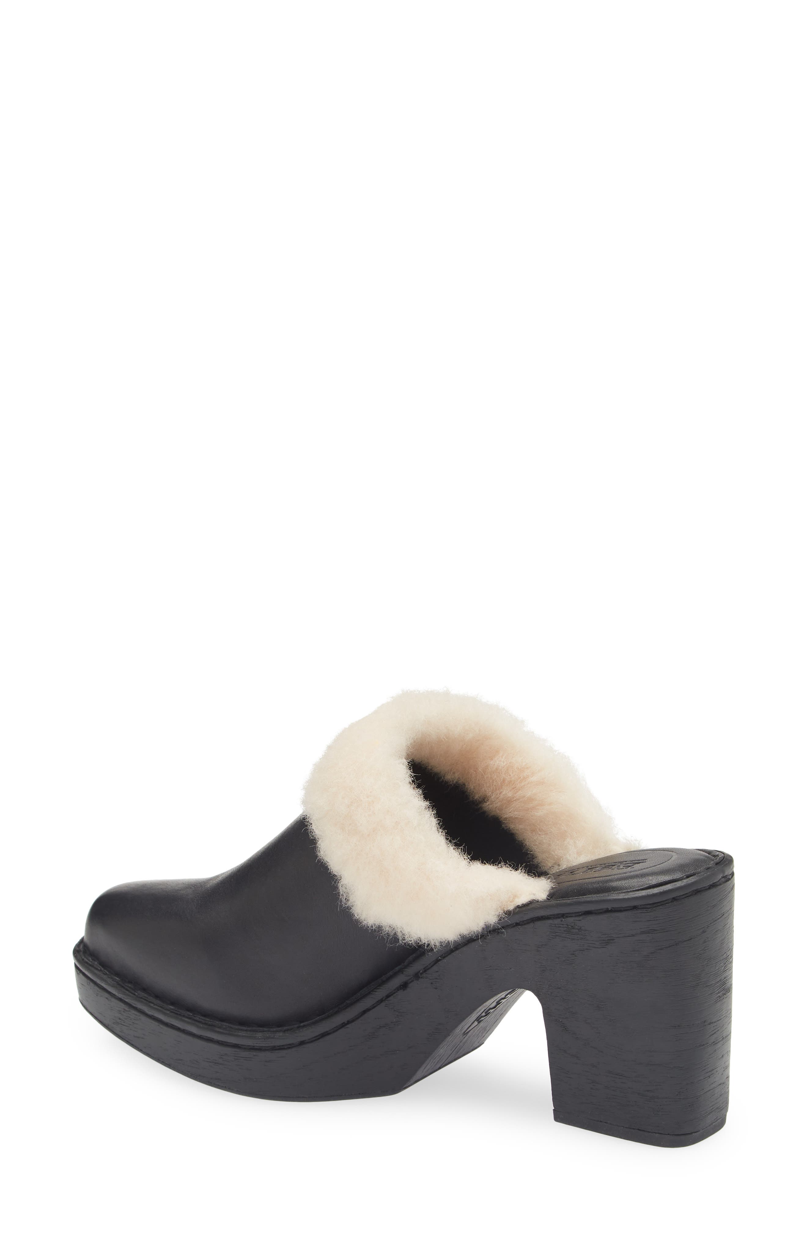 Børn Hope Genuine Shearling Trim Clog, Alternate, color, Black