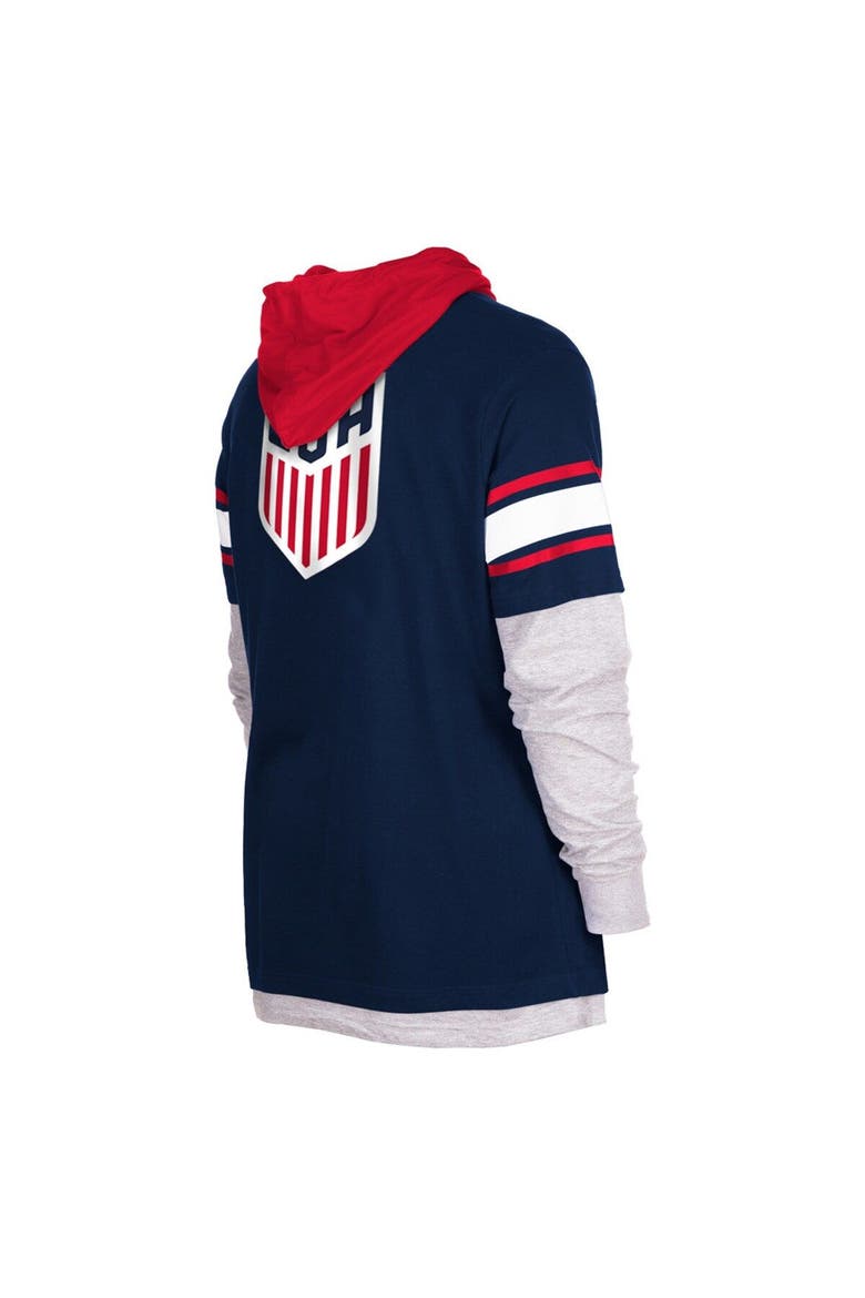 Men's 5th & Ocean by New Era Navy USMNT Twofer Pullover Hoodie, Alternate, color, Navy