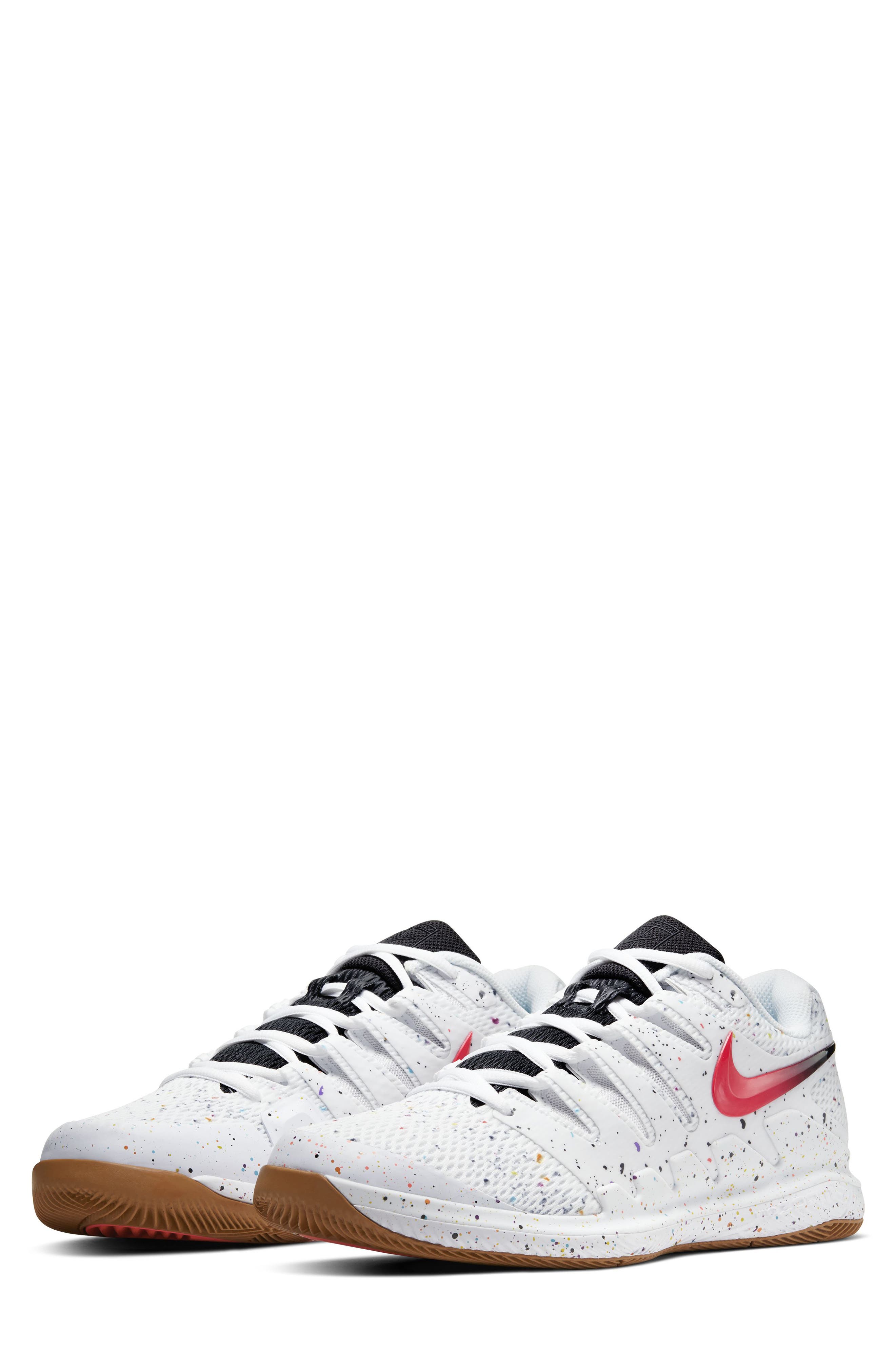 Court Air Zoom Vapor X Tennis Shoe, Main, color, WHITE/ AQUA/ OFF NOIR/ CRIMSON