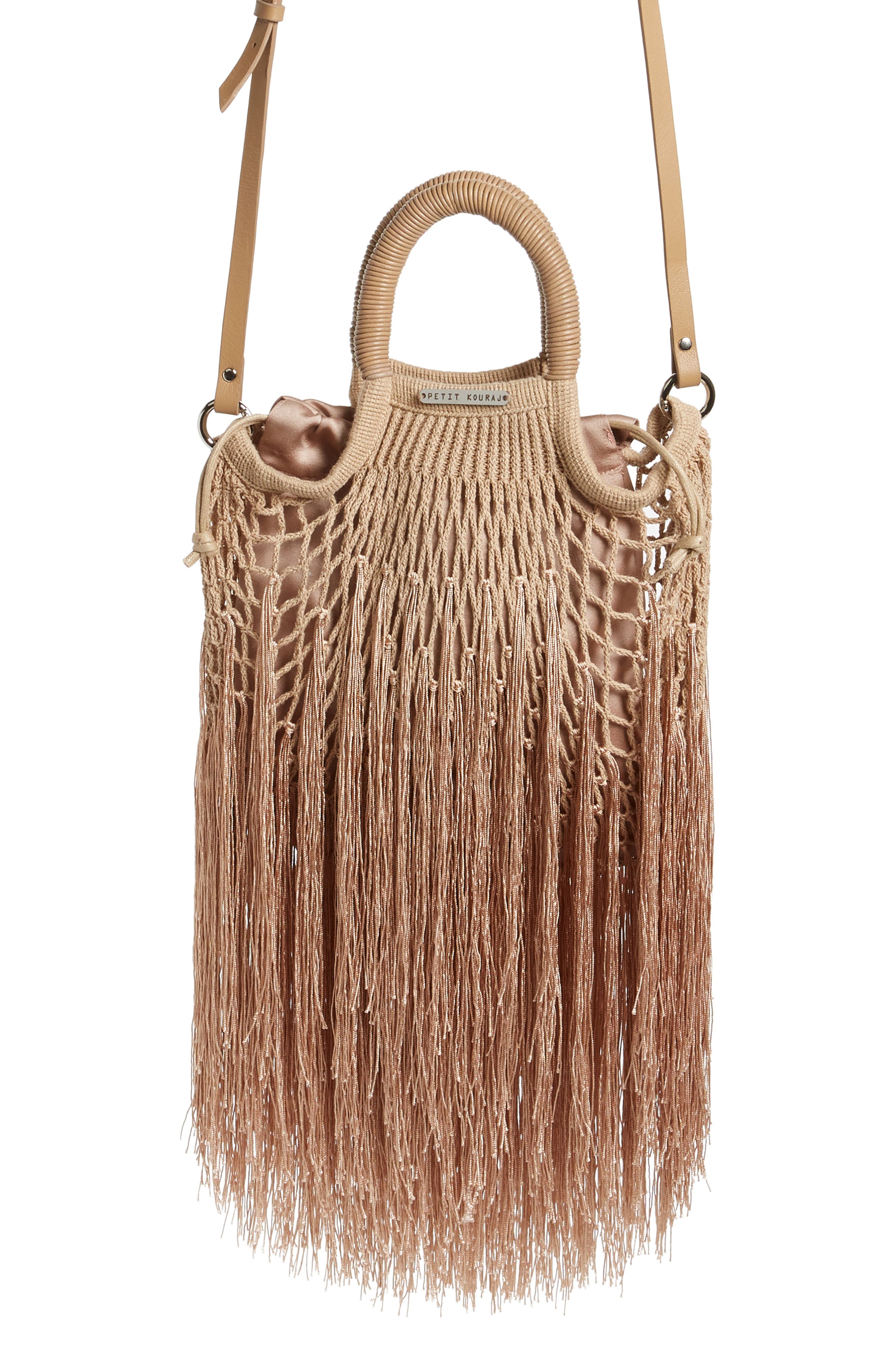 Petit Kouraj Mini Fringe Top Handle Bag, Main, color, 