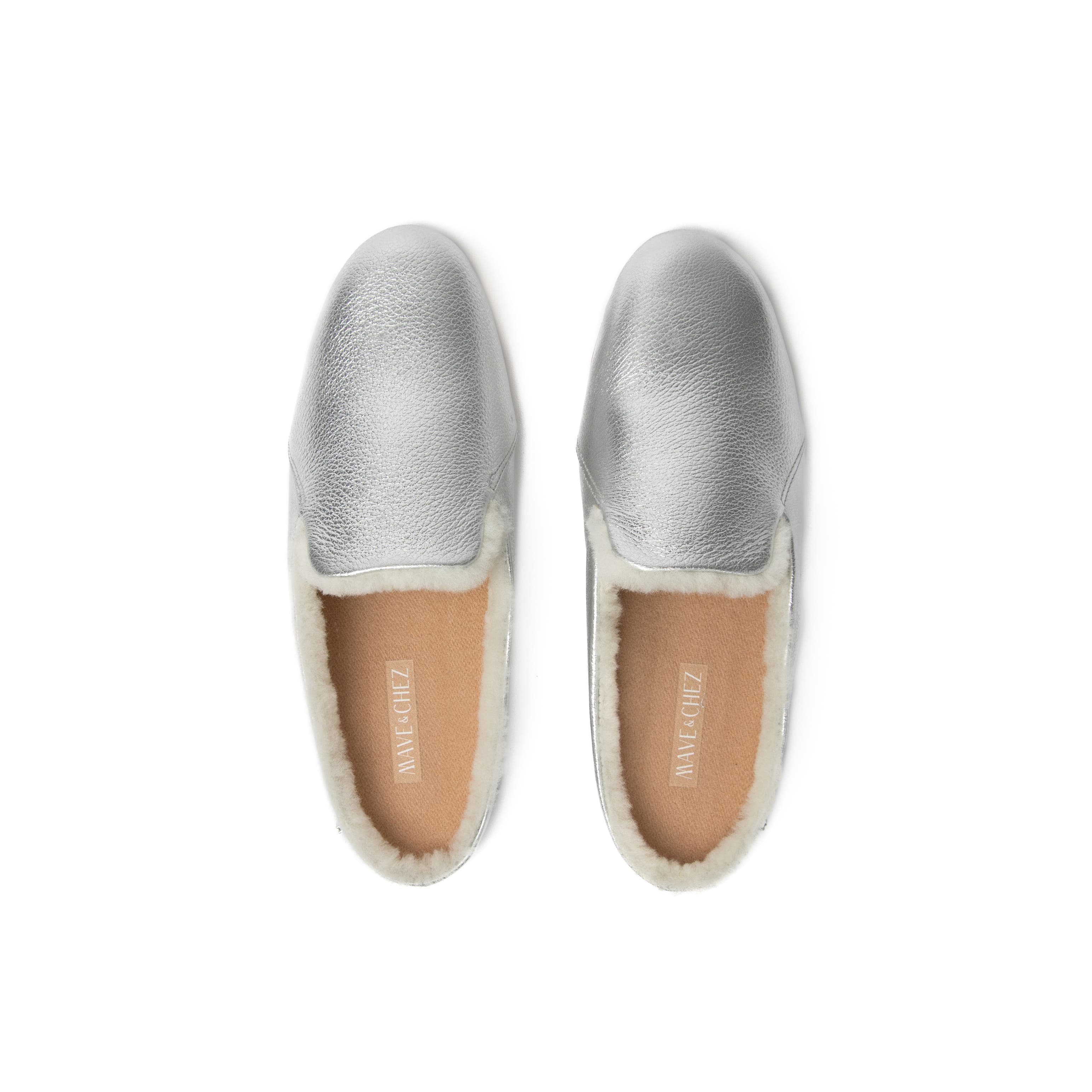 Maya Mule - Arch Support 100% Genuine Shearling Slippers, Alternate, color, Silver