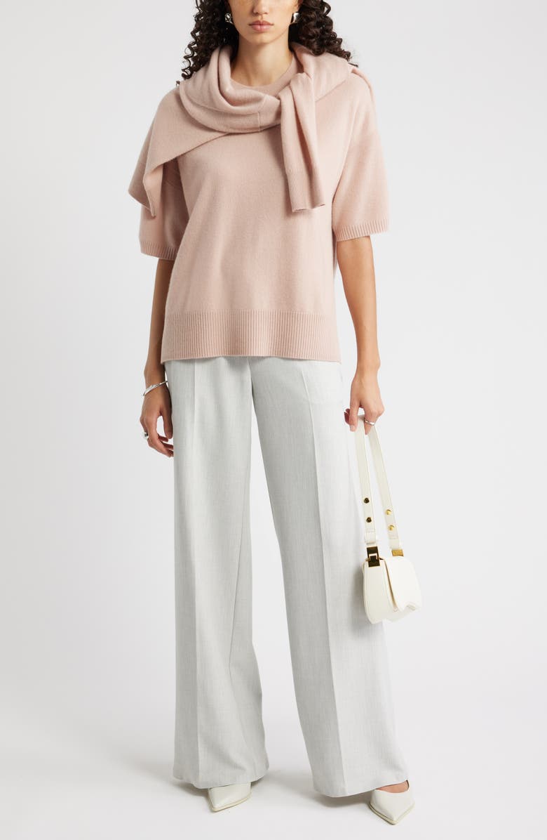 Nordstrom Relaxed Short Sleeve Cashmere Sweater, Alternate, color, Tan Memoir