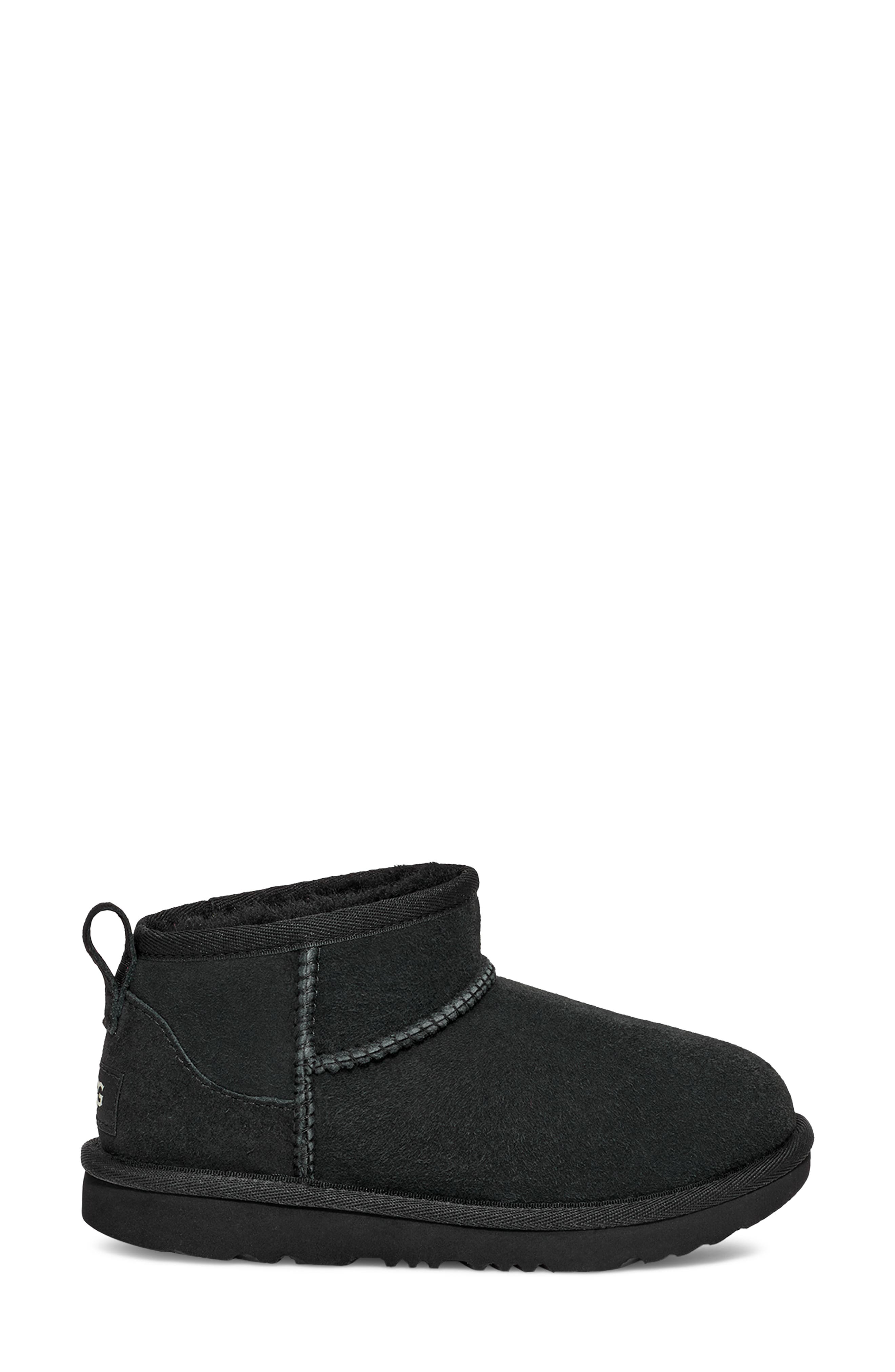 UGG<sup>®</sup> Kids' Classic Ultra Water Resistant Genuine Shearling Mini Boot, Alternate, color, Black