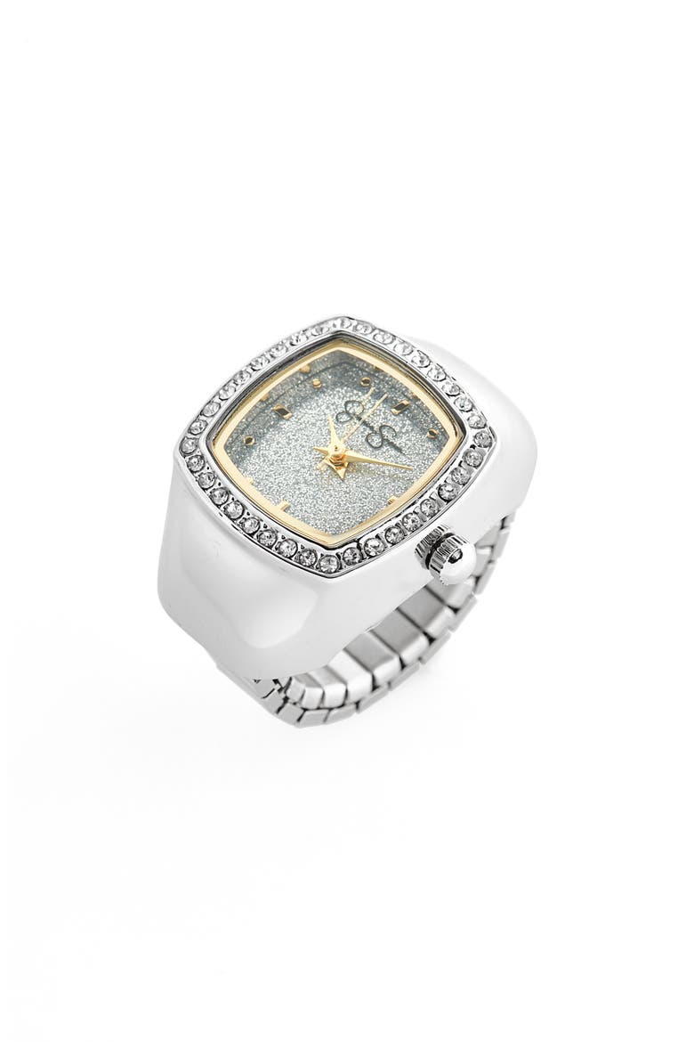 Glitter Ring Watch, Main, color, SILVER