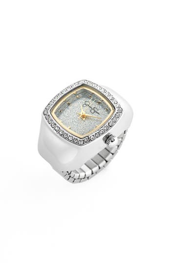 Jessica Simpson Glitter Ring Watch In Silver