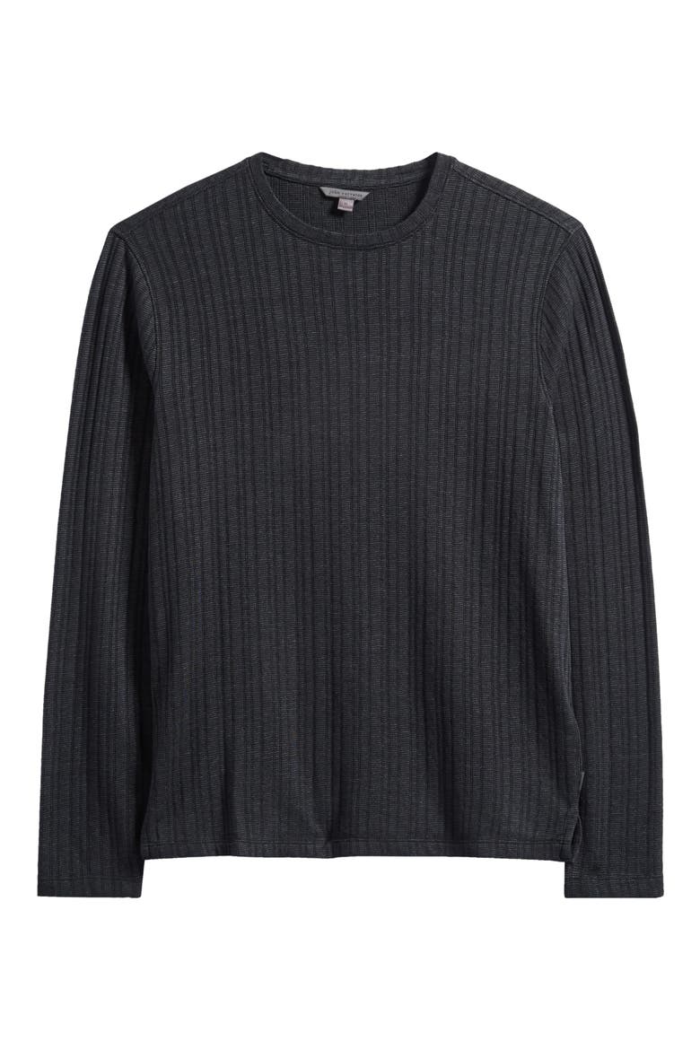 Fern Feeder Stripe Rib Long Sleeve T-Shirt, Alternate, color, BLACK