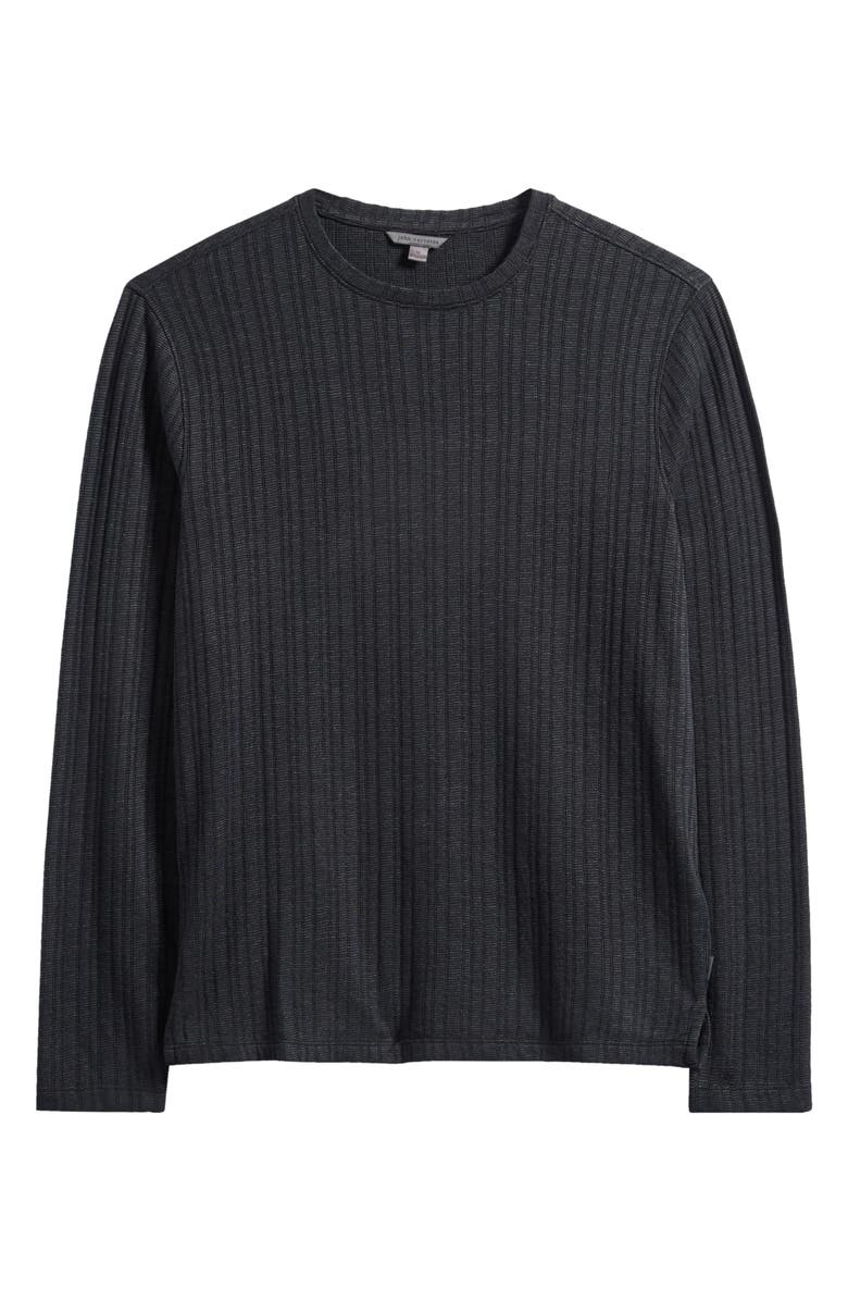 John Varvatos Fern Feeder Stripe Rib Long Sleeve T-Shirt, Alternate, color, Black