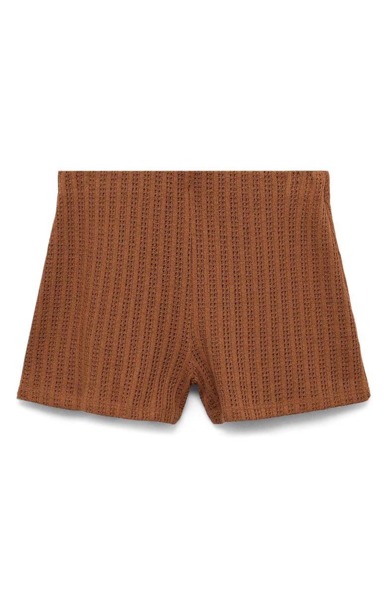 MANGO Straight Knit Shorts, Alternate, color, Caramel
