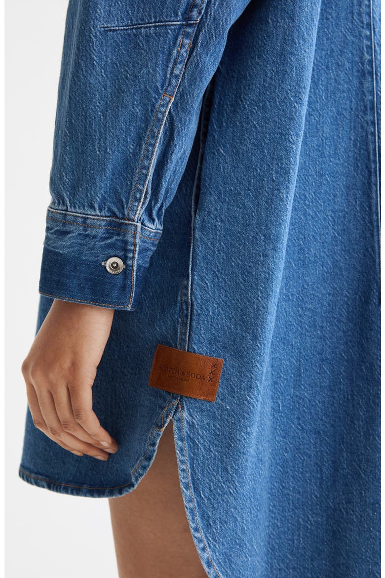 Long Sleeve Washed Denim Mini Shirtdress, Alternate, color, ART FROM THE HEART