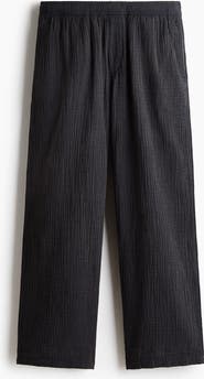 H&M Loose Fit Cotton Muslin Trousers