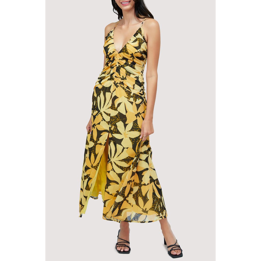 Lost + Wander Dusk till Dawn Floral Maxi Sundress in Black/Yellow