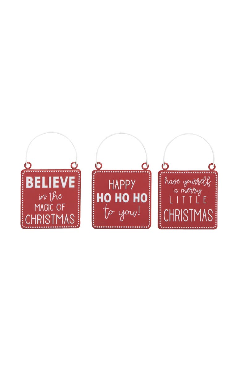 Transpac Metal Embossed Merry Hanging Decor Set of 3 Christmas Decor, Main, color,