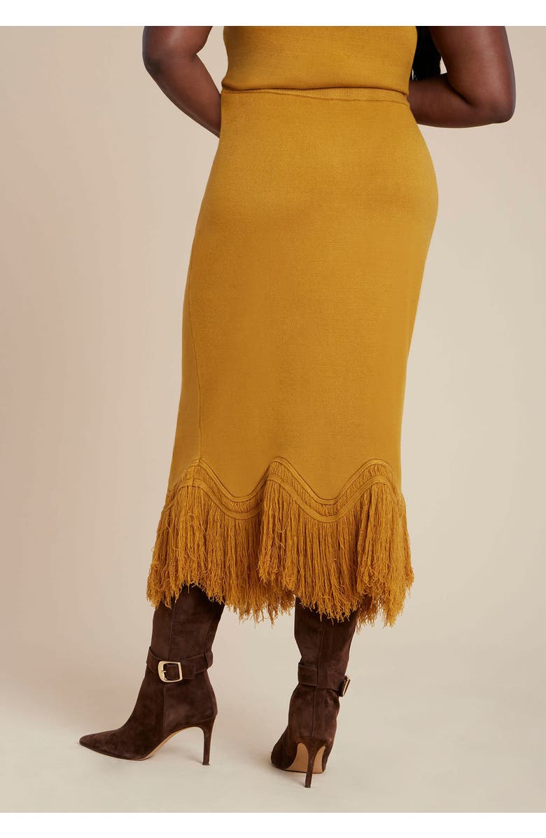 ELOQUII Fringe Hem Sweater Skirt, Alternate, color, Marigold