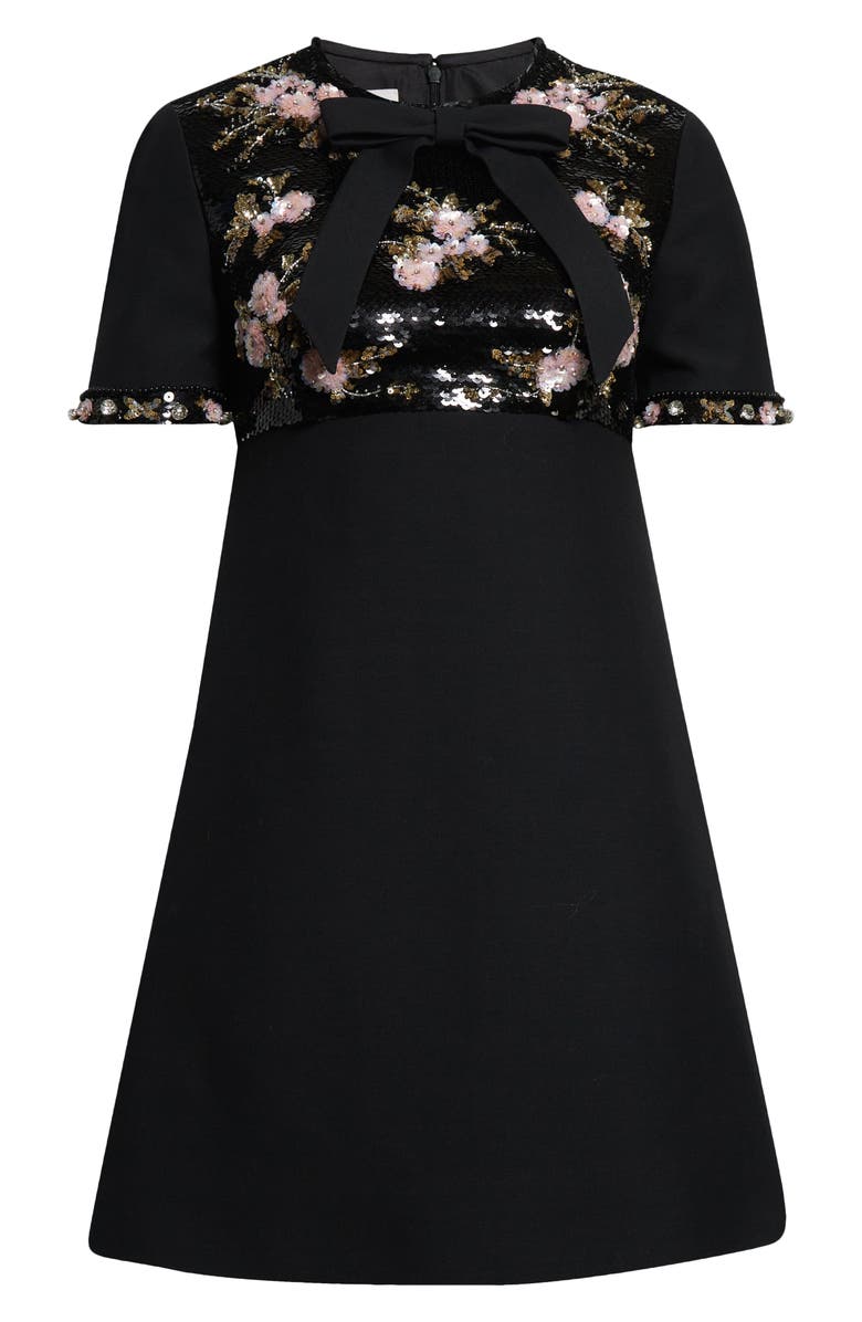 Valentino Garavani Floral Embroidered Sequin & Crepe Couture Minidress, Alternate, color,
