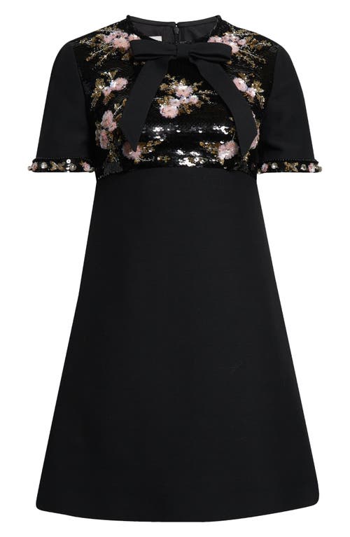 Valentino Garavani Floral Embroidered Sequin & Crepe Couture Minidress