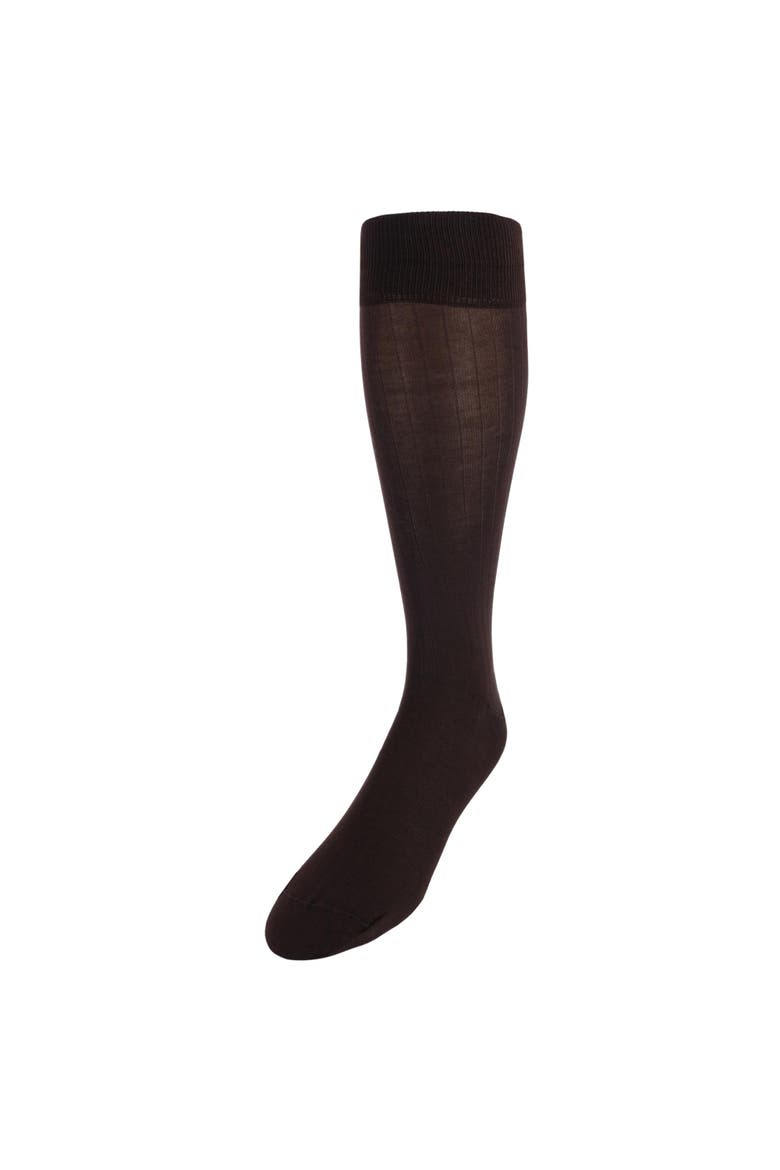 Jasper Ribbed Over The Calf Solid Color Mercerized Cotton Socks, Main, color, Coffee Brown