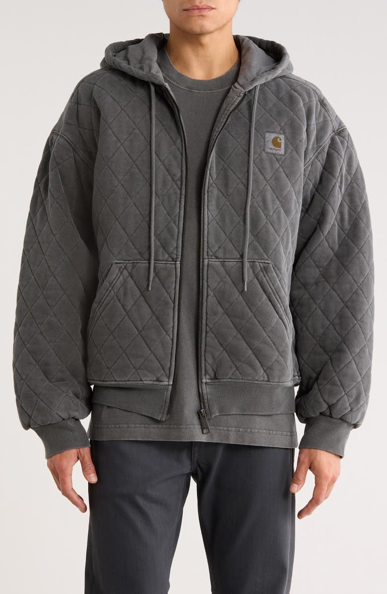 Carhartt Work In Progress Vista Quilted Hooded Jacket, Main, color, Black Garment Dyed