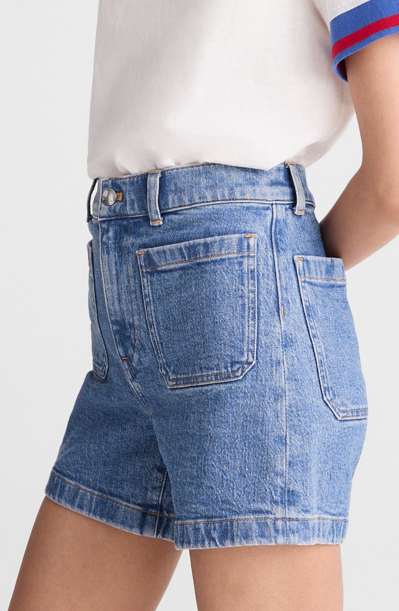 Madewell The Emmy Patch Pocket High Waist Denim Shorts, Alternate, color, Midvale Wash