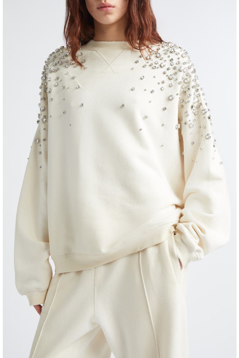 Journey Embellished Oversize Sweatshirt, Alternate, color, HERITAGE WHITE