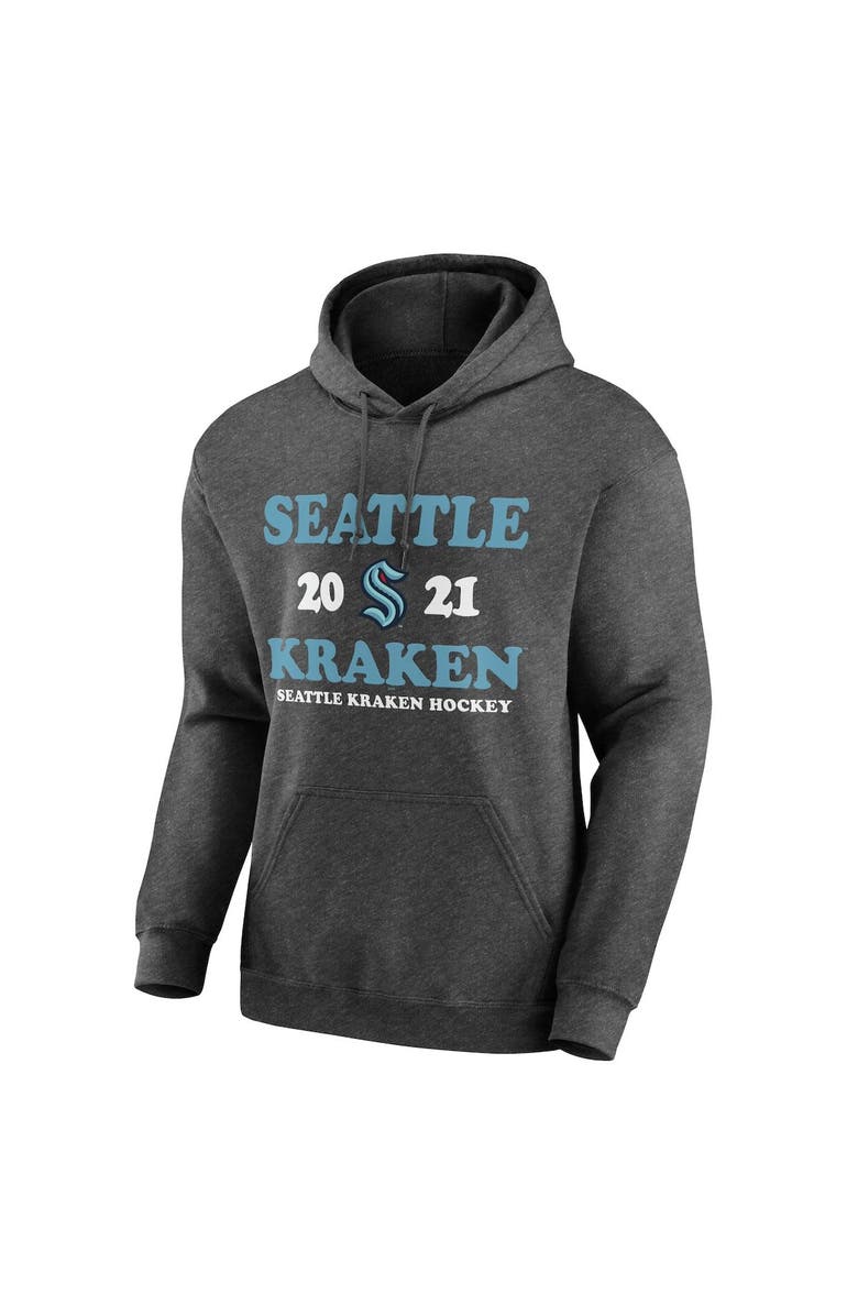 Fanatics Brands - White Label Men's Heathered Charcoal Seattle Kraken Fierce Competitor Pullover Hoodie, Alternate, color, 
