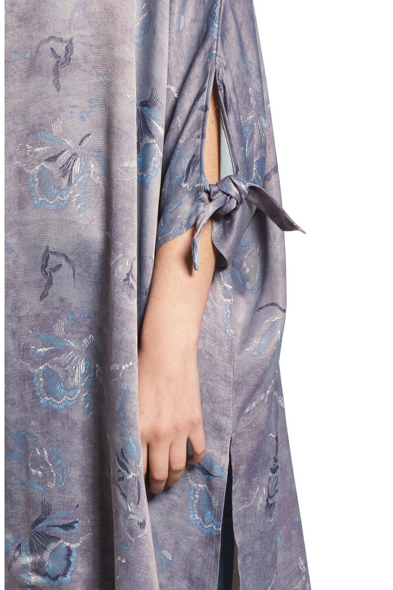 High/Low Kimono, Alternate, color, GREY SKETCHED PETALS