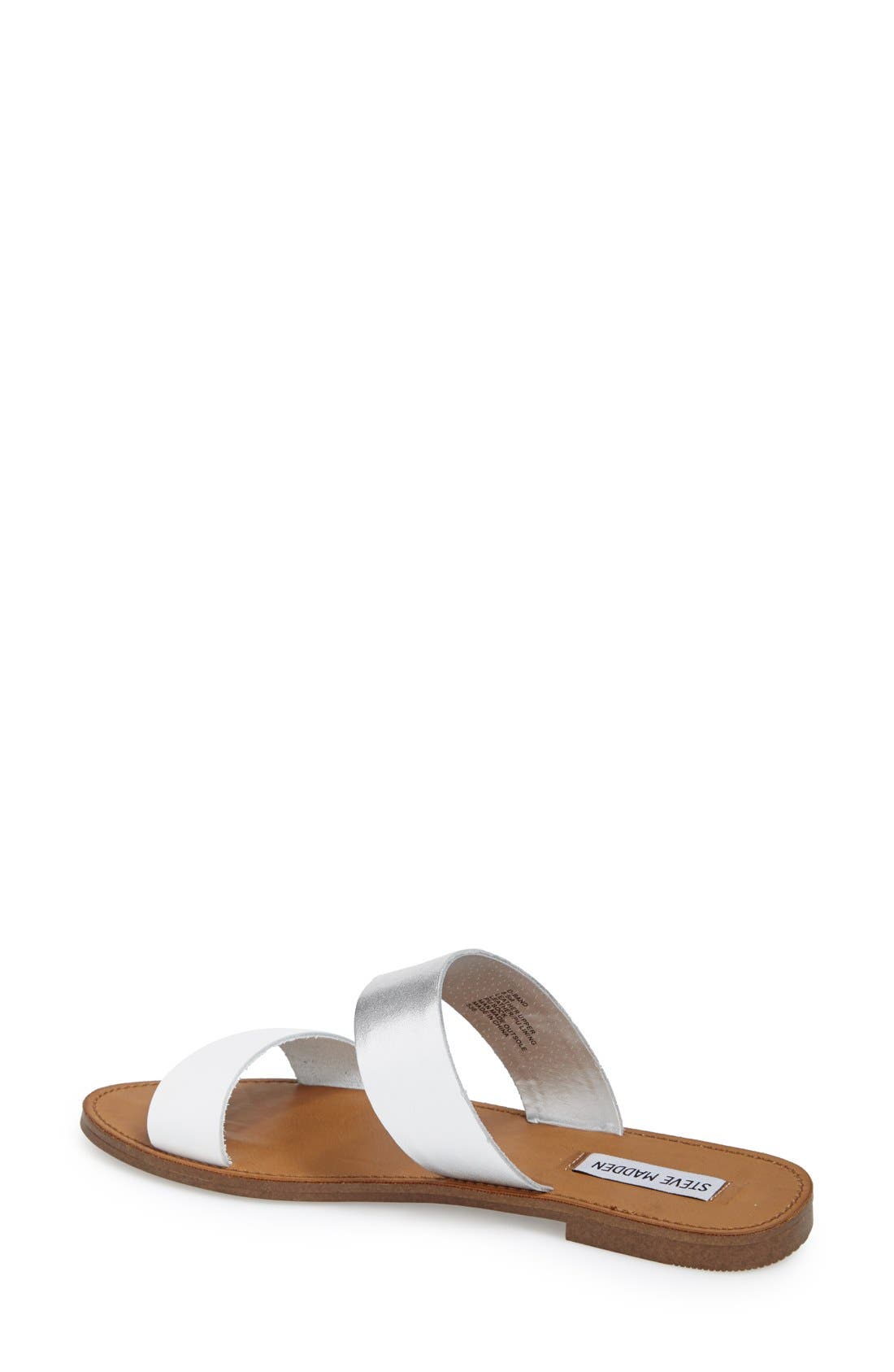 'D-Band' Leather Slide Sandal, Alternate, color, WHITE/ SILVER