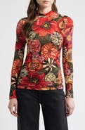 FARM Rio Flowershop Long Sleeve Mock Neck Jersey Top