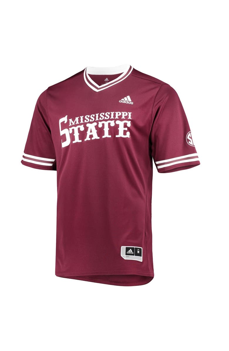 adidas Men's adidas Maroon Mississippi State Bulldogs Replica V-Neck Baseball Jersey, Alternate, color, Maroon