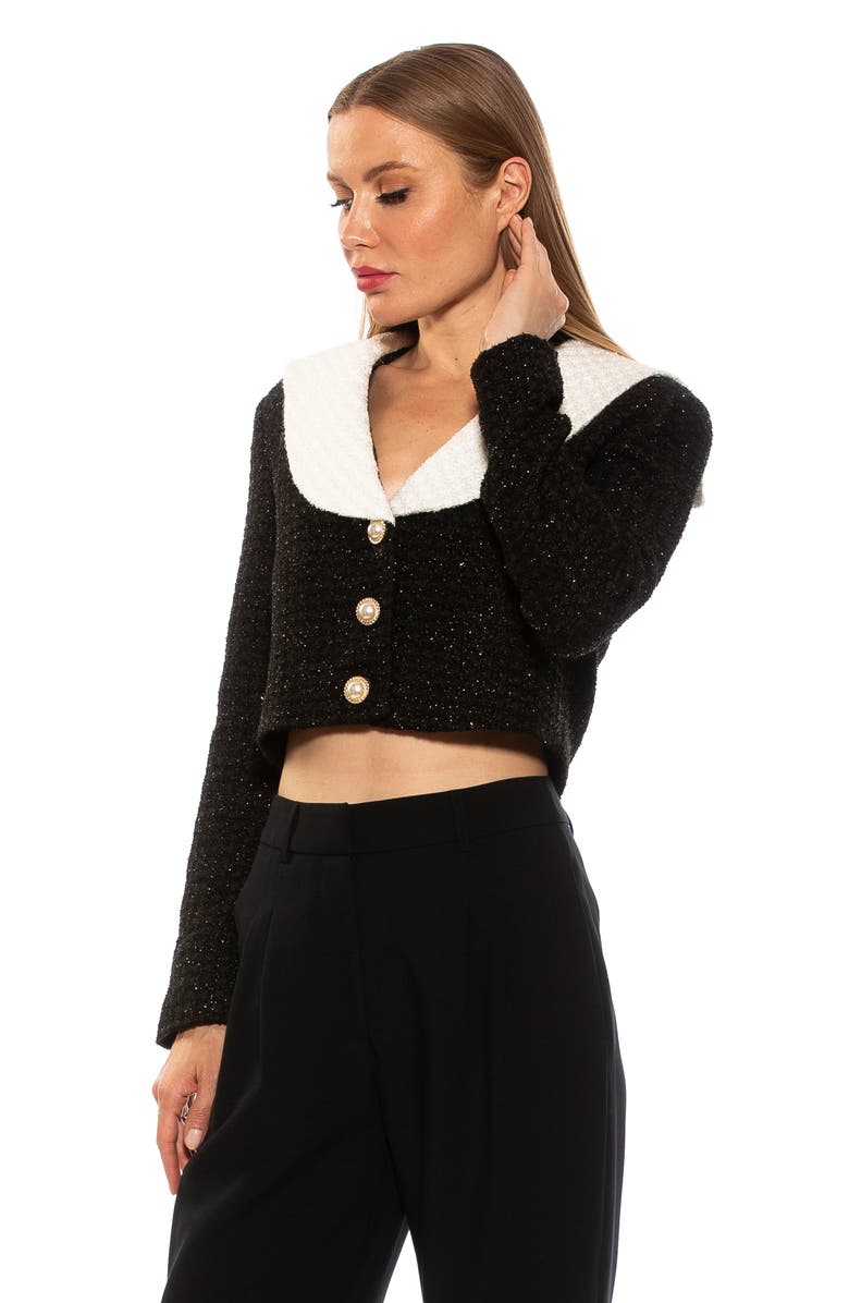 Alexia Admor Clementine Tweed Crop Jacket, Alternate, color, Black