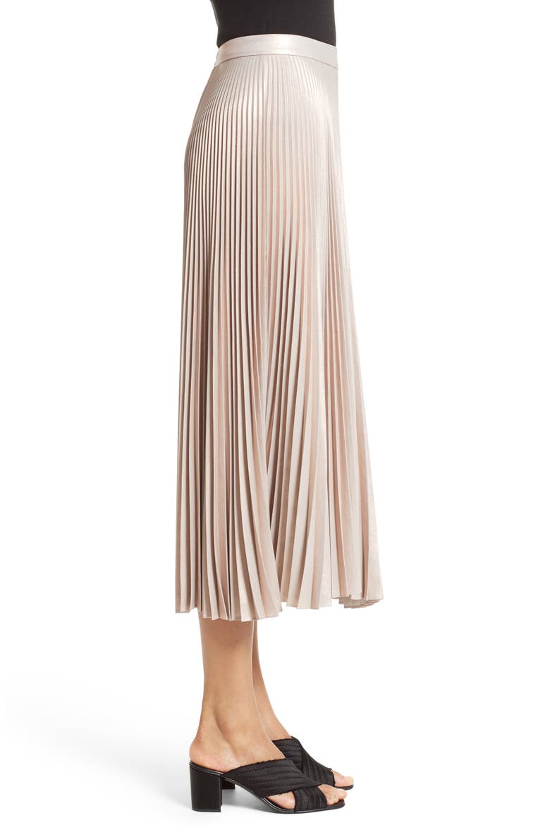 Bobby Pleated Midi Skirt, Alternate, color, ROSE