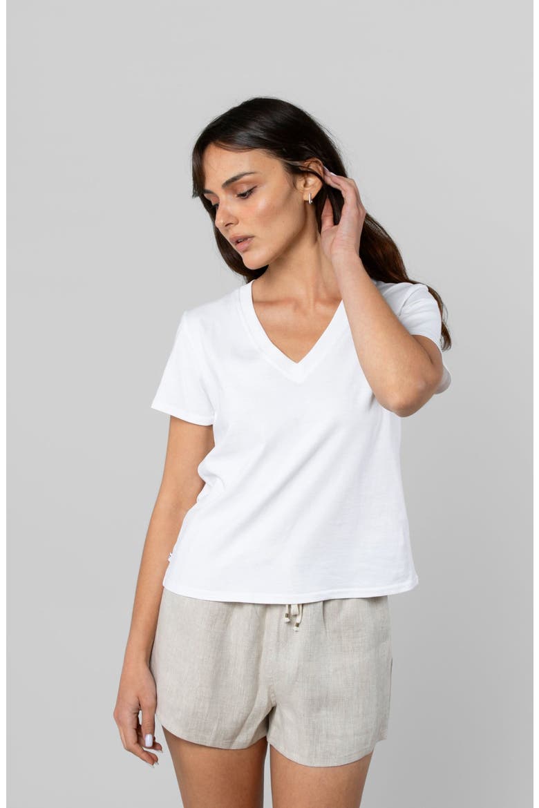 Supima V-neck, Alternate, color, White