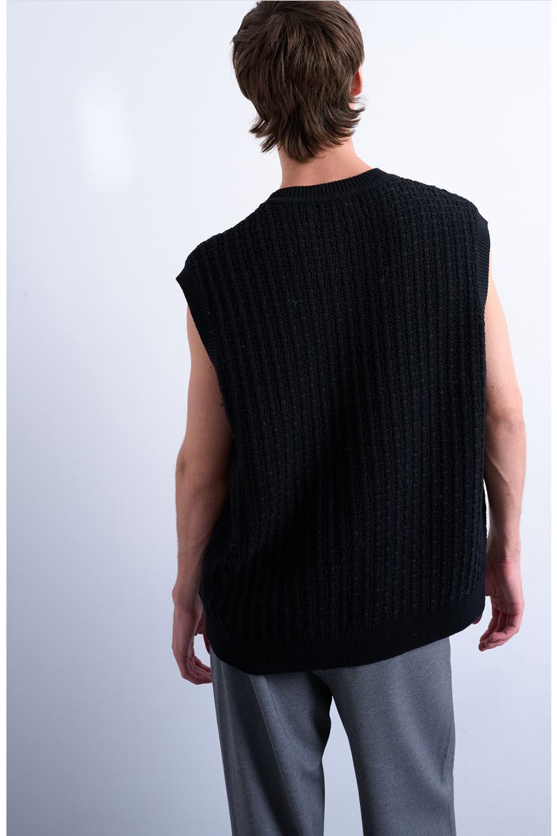 Cable Stitch Sweater Vest, Alternate, color, BLACK