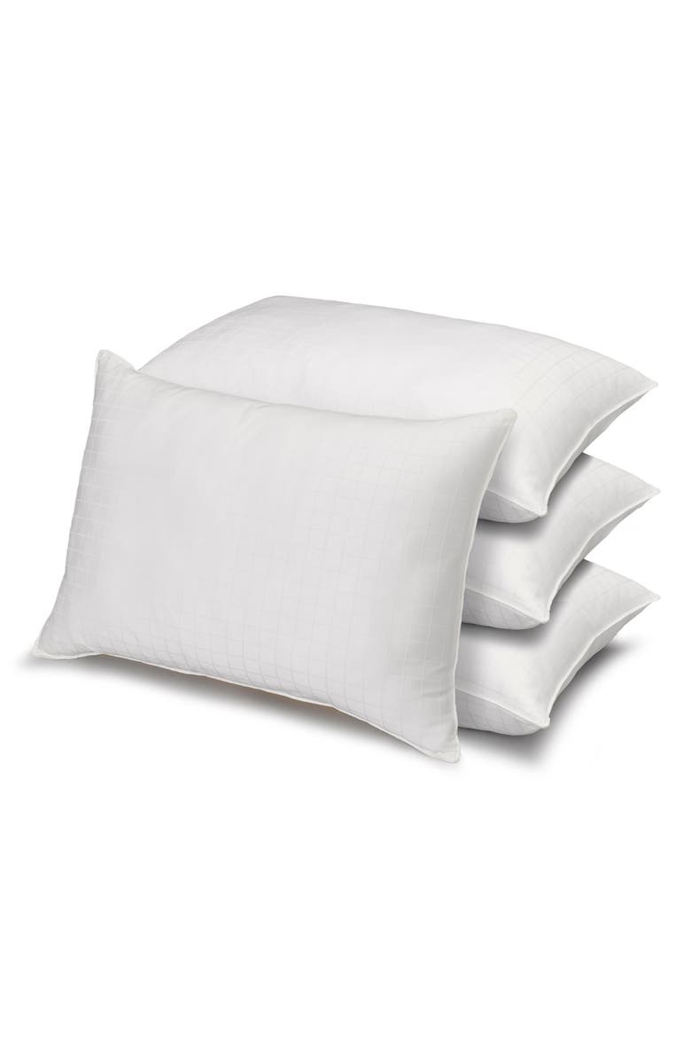 ELLA JAYNE HOME Set of 4 White Windowpane 100% Cotton Dobby Gel Filled Side/Back Sleeper Pillows, Main, color, White
