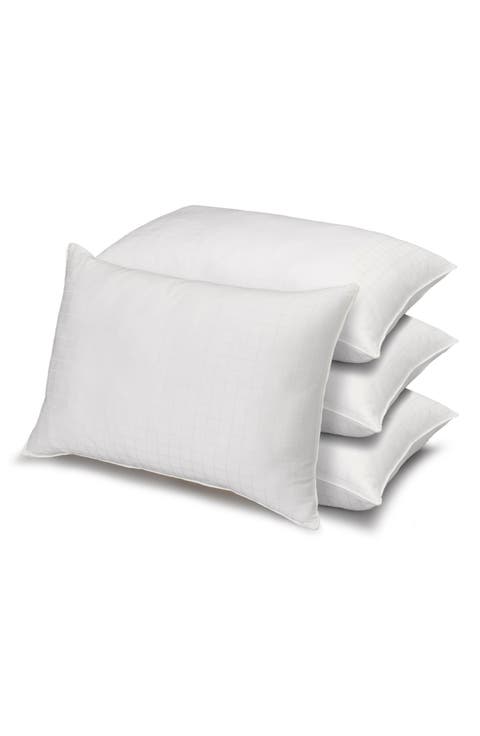 Set of 4 White Windowpane 100% Cotton Dobby Gel Filled Side/Back Sleeper Pillows