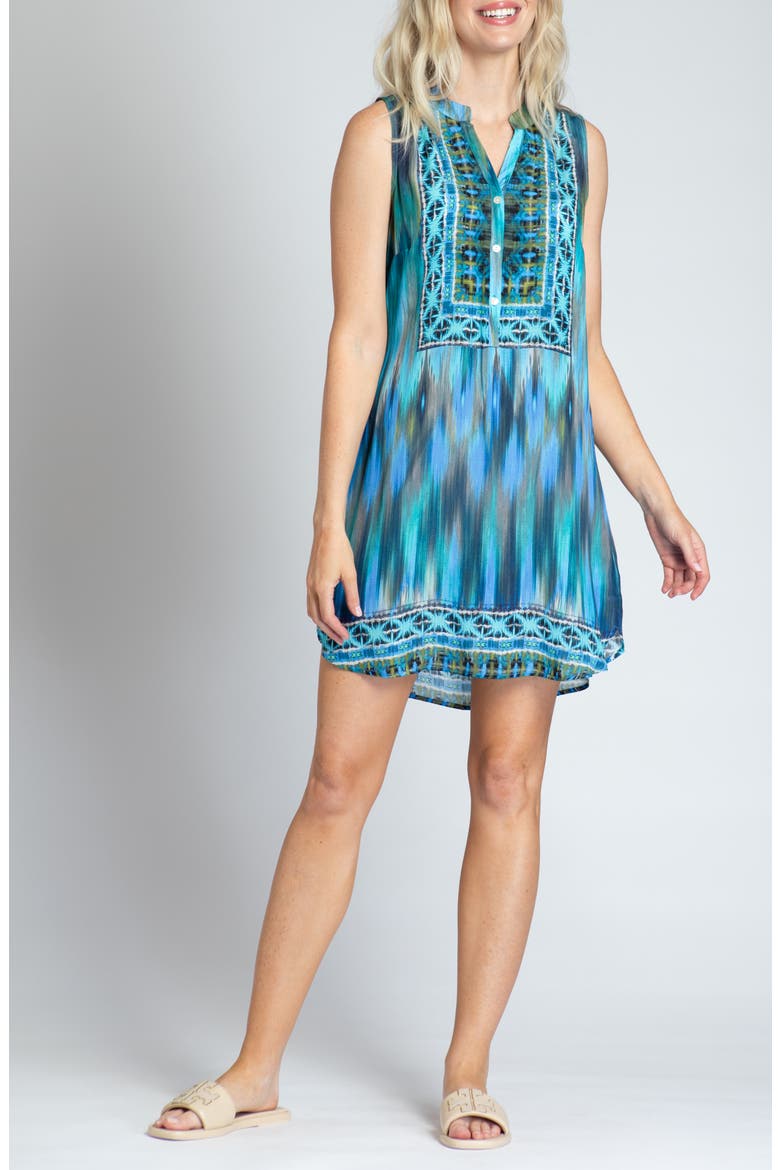 Print Sleeveless Chiffon Shift Dress, Main, color, BLUE MULTI