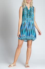 APNY Print Sleeveless Chiffon Shift Dress