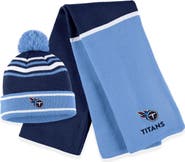 WEAR by Erin Andrews Women's WEAR by Erin Andrews Navy Tennessee Titans Colorblock Cuffed Knit Hat with Pom and Scarf Set