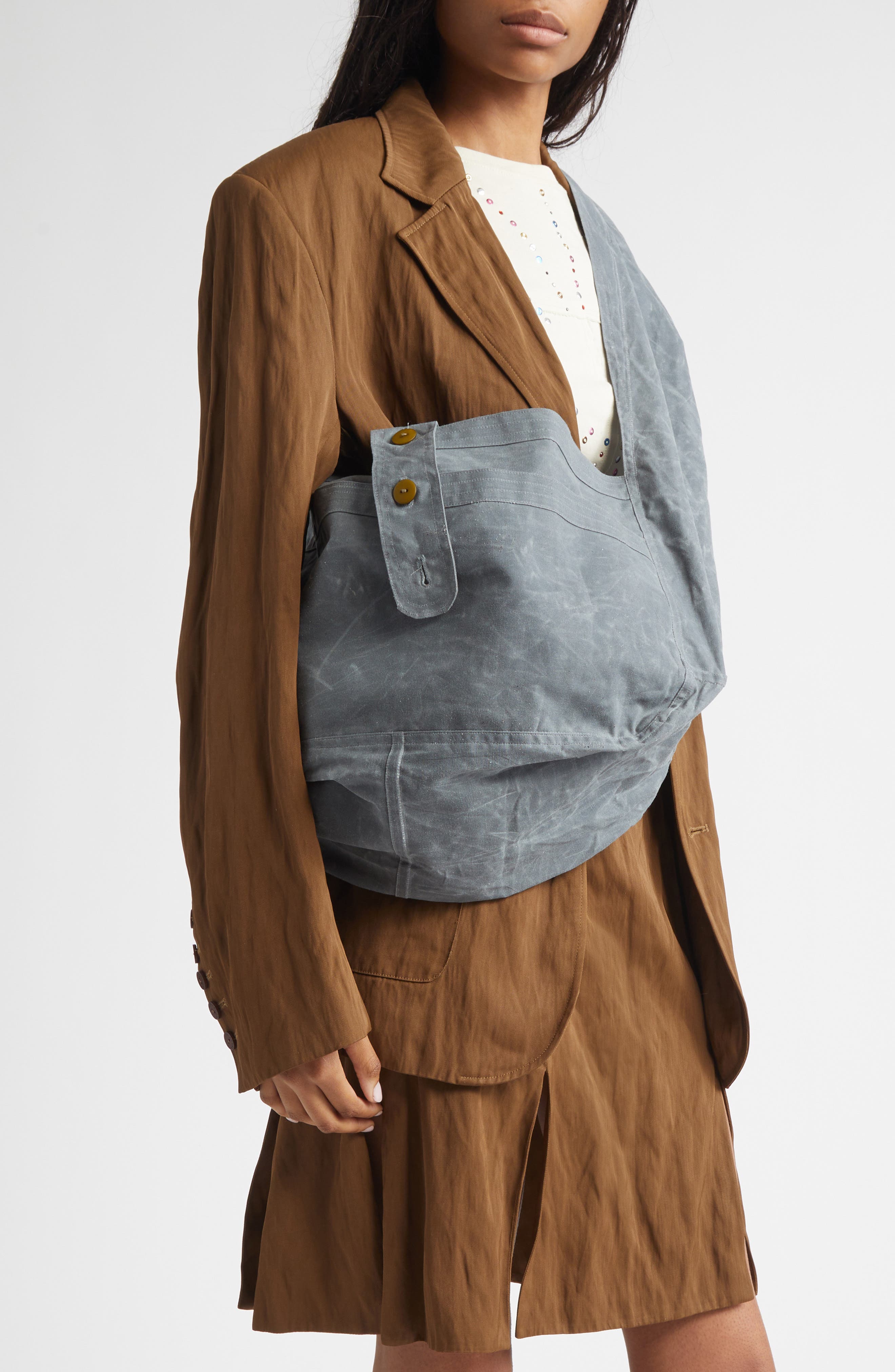 SC103 Cocoon Sac Waxed Cotton Shoulder Bag, Alternate, color, Whisper