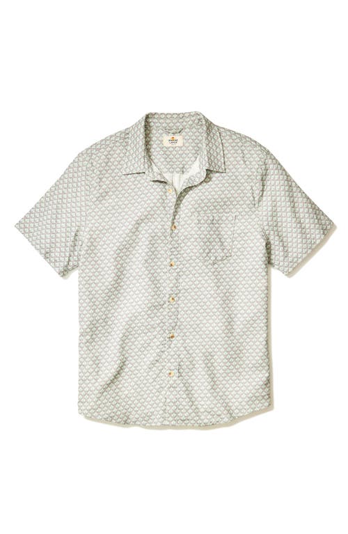 Marine Layer Classic Leaf Print Short Sleeve Stretch Cotton Selvage Button-up Shirt In White