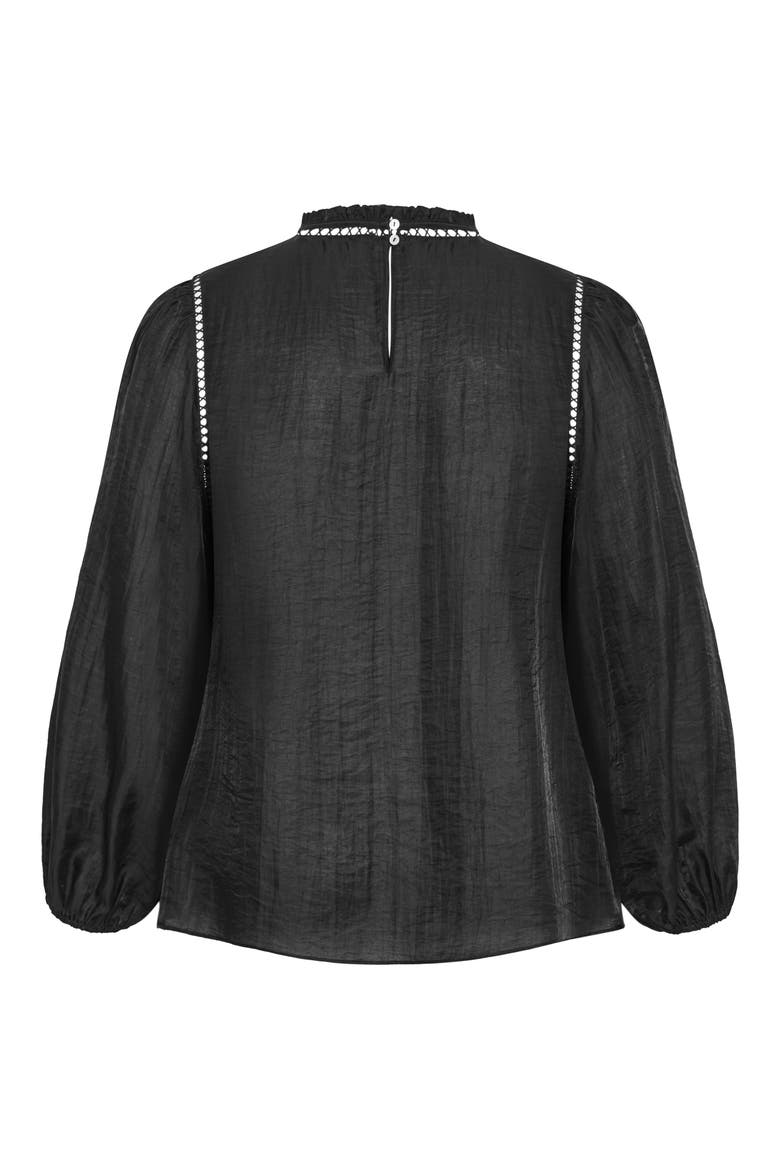 Lorelai Open Stitch Satin Top, Alternate, color, BLACK