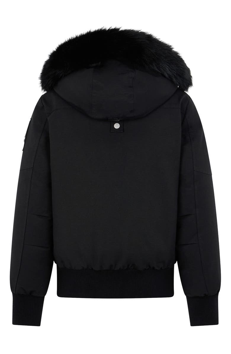 Moose Knuckles Debbie Genuine Shearling Trim Hooded Water Repellent 800 Fill Power Down Bomber Jacket, Alternate, color, Black