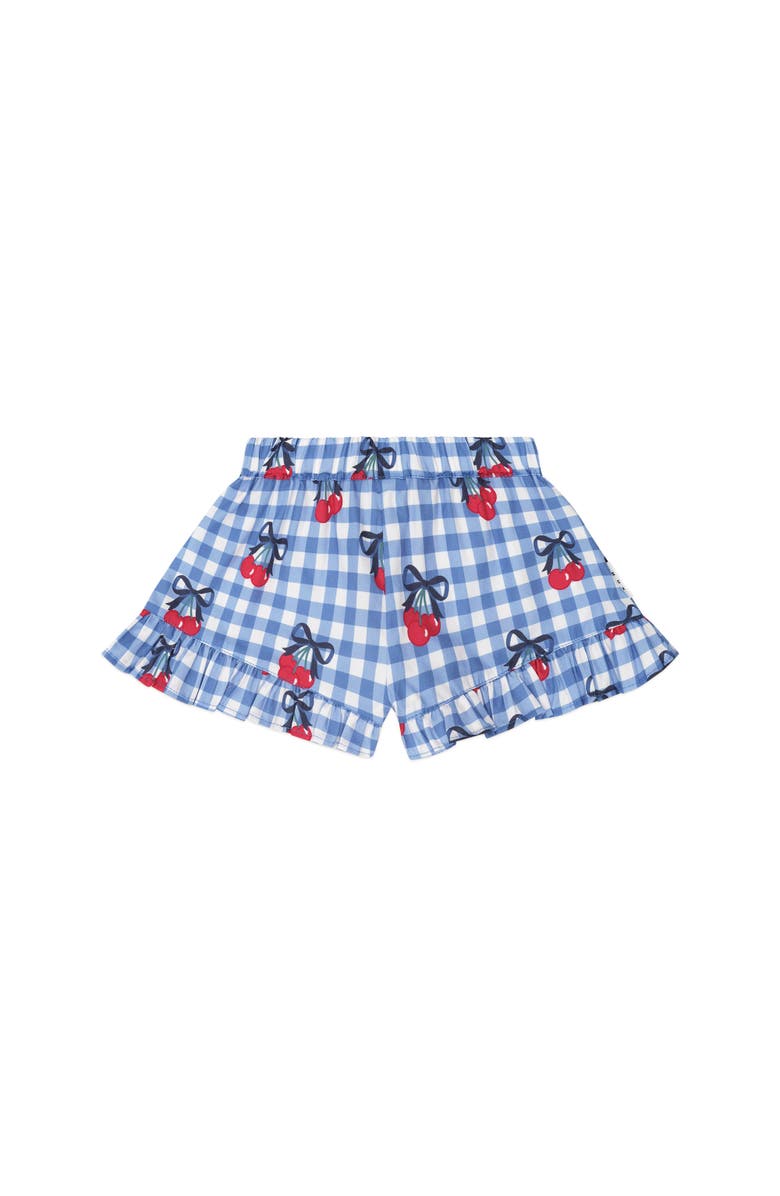 Huxbaby Cherry Gingham Shorts, Main, color, Bijou Blue Check