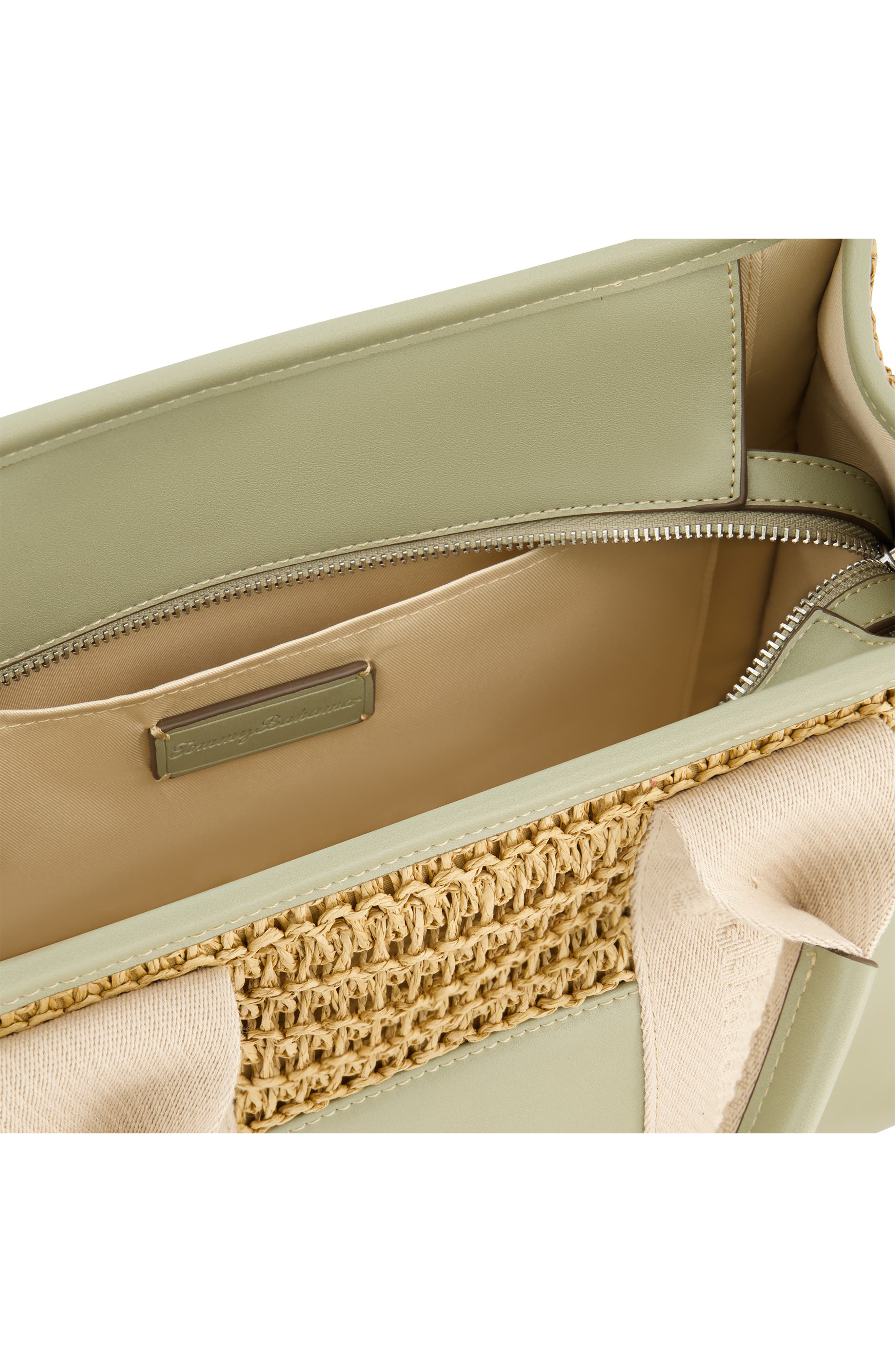 Tommy Bahama Raffia Web Strap Modern Tote Bag, Alternate, color, Sage