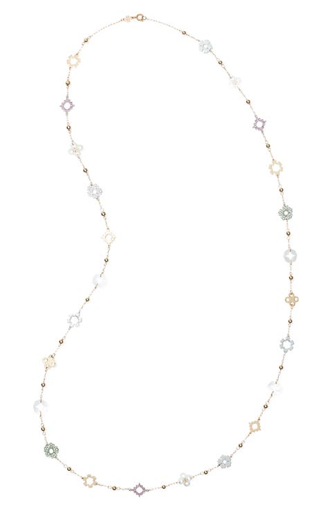 Forget Me Not Long Station Necklace